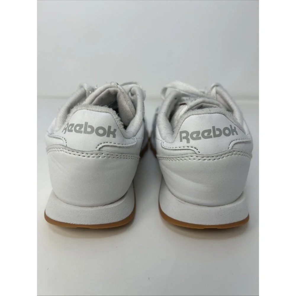Reebok Classic Leather‎ Kids Sneakers Size 1 White/Gum Retro Athletic Shoes